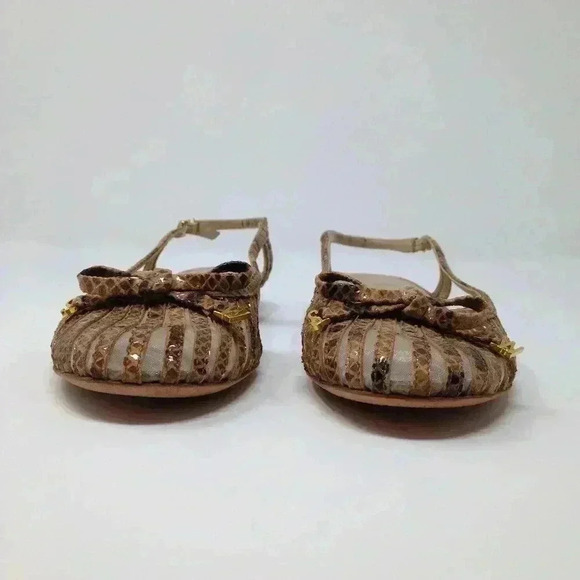 Stuart Weitzman Women Beige Brown Flats Spain 7 M - Picture 2 of 8